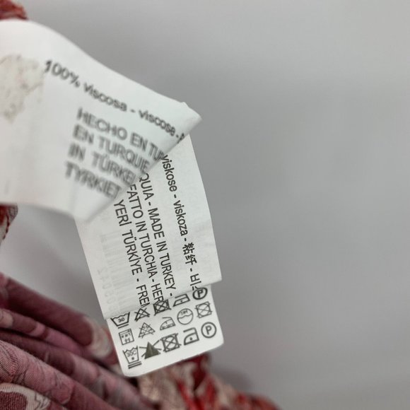 Zara Jogger Pants Floral Print Red Pull On High Rise - Picture 13 of 13